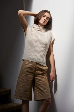 Amanda Vegan Leather Bermuda Shorts