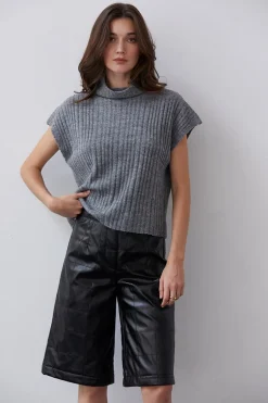 Amanda Vegan Leather Bermuda Shorts