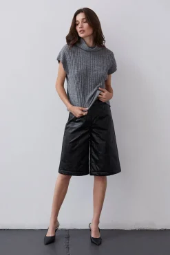 Amanda Vegan Leather Bermuda Shorts