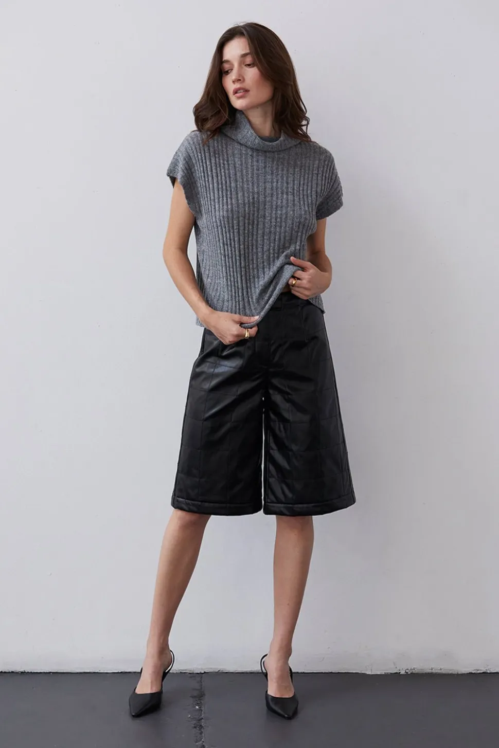 Amanda Vegan Leather Bermuda Shorts