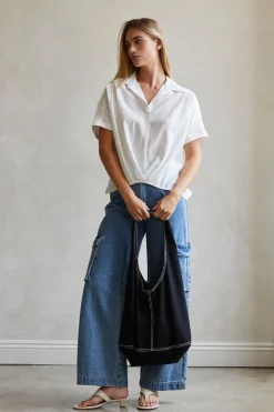 Anna Contrast Stitch Hobo Bag