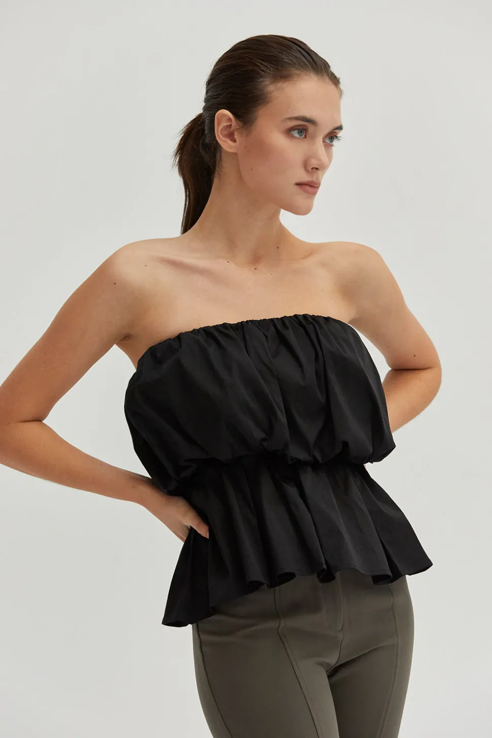 Arianna Balloon Peplum Tube Top