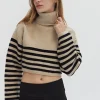 Avery Turtleneck Striped Sweater Top