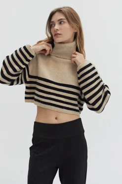 Avery Turtleneck Striped Sweater Top