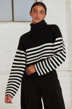 Avery Turtleneck Striped Sweater Top