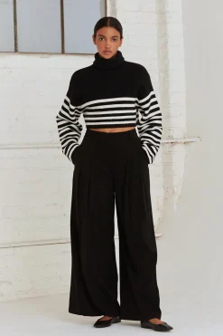 Avery Turtleneck Striped Sweater Top