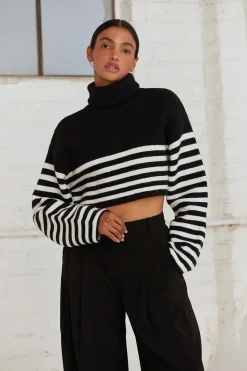 Avery Turtleneck Striped Sweater Top