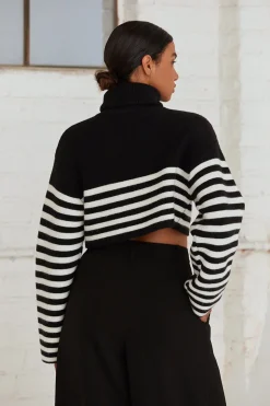 Avery Turtleneck Striped Sweater Top