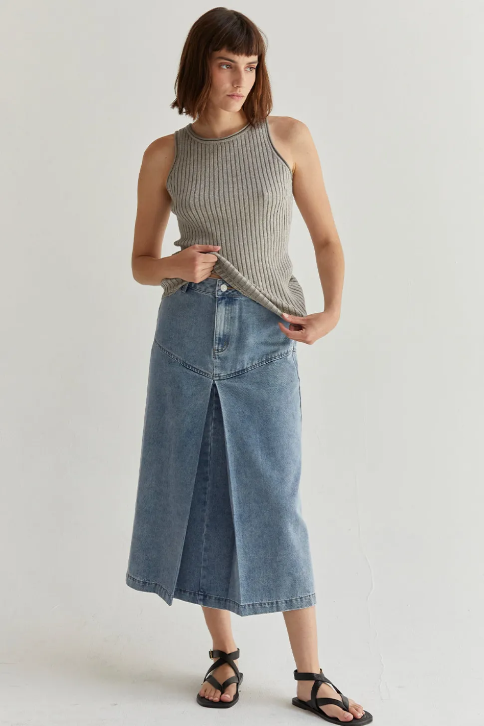 Brielle Denim Midi Skirt