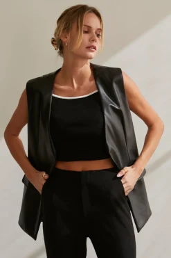 Brooklyn Vegan Leather Vest Jacket