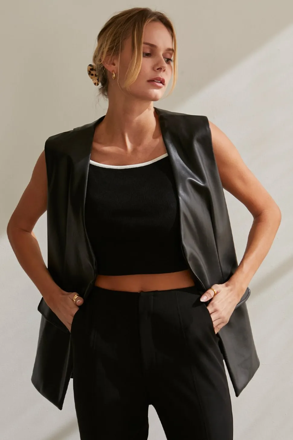 Brooklyn Vegan Leather Vest Jacket