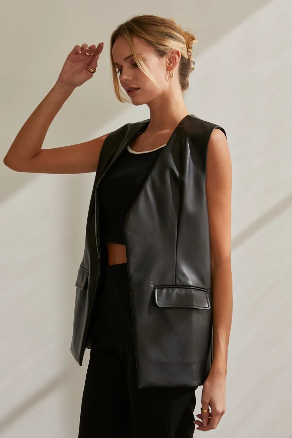 Brooklyn Vegan Leather Vest Jacket