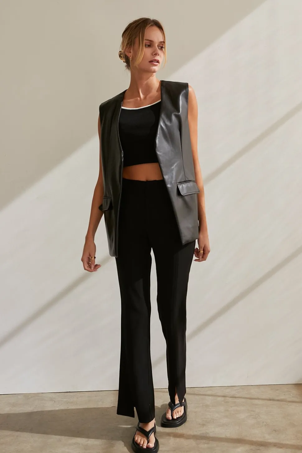 Brooklyn Vegan Leather Vest Jacket