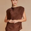 Claire Cowl Neck Crushed Satin Top