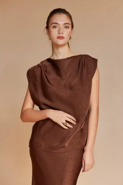 Claire Cowl Neck Crushed Satin Top
