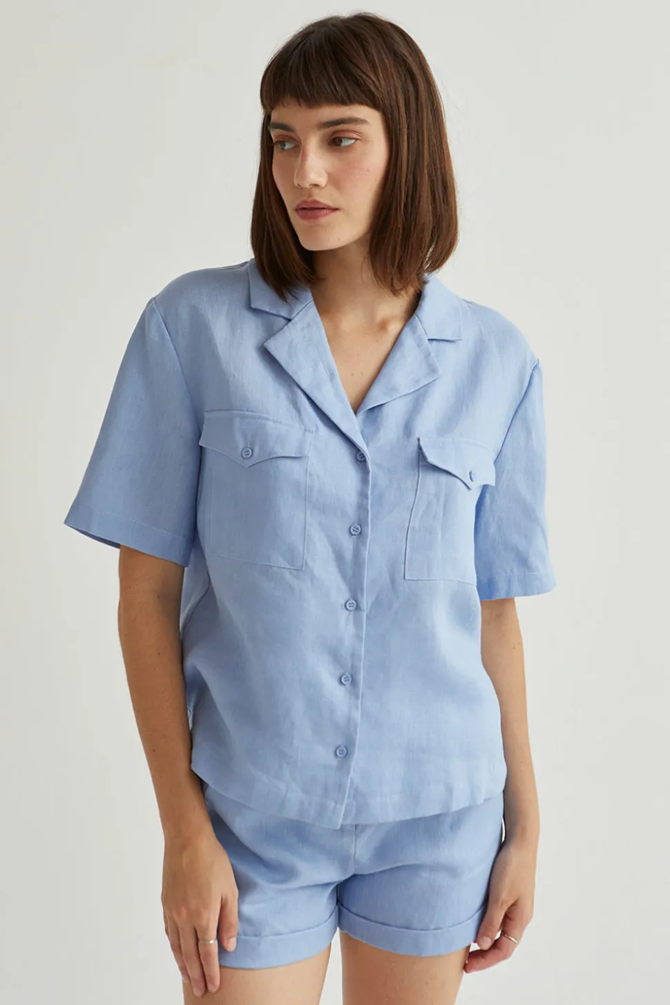 Clara Linen Button Up Top