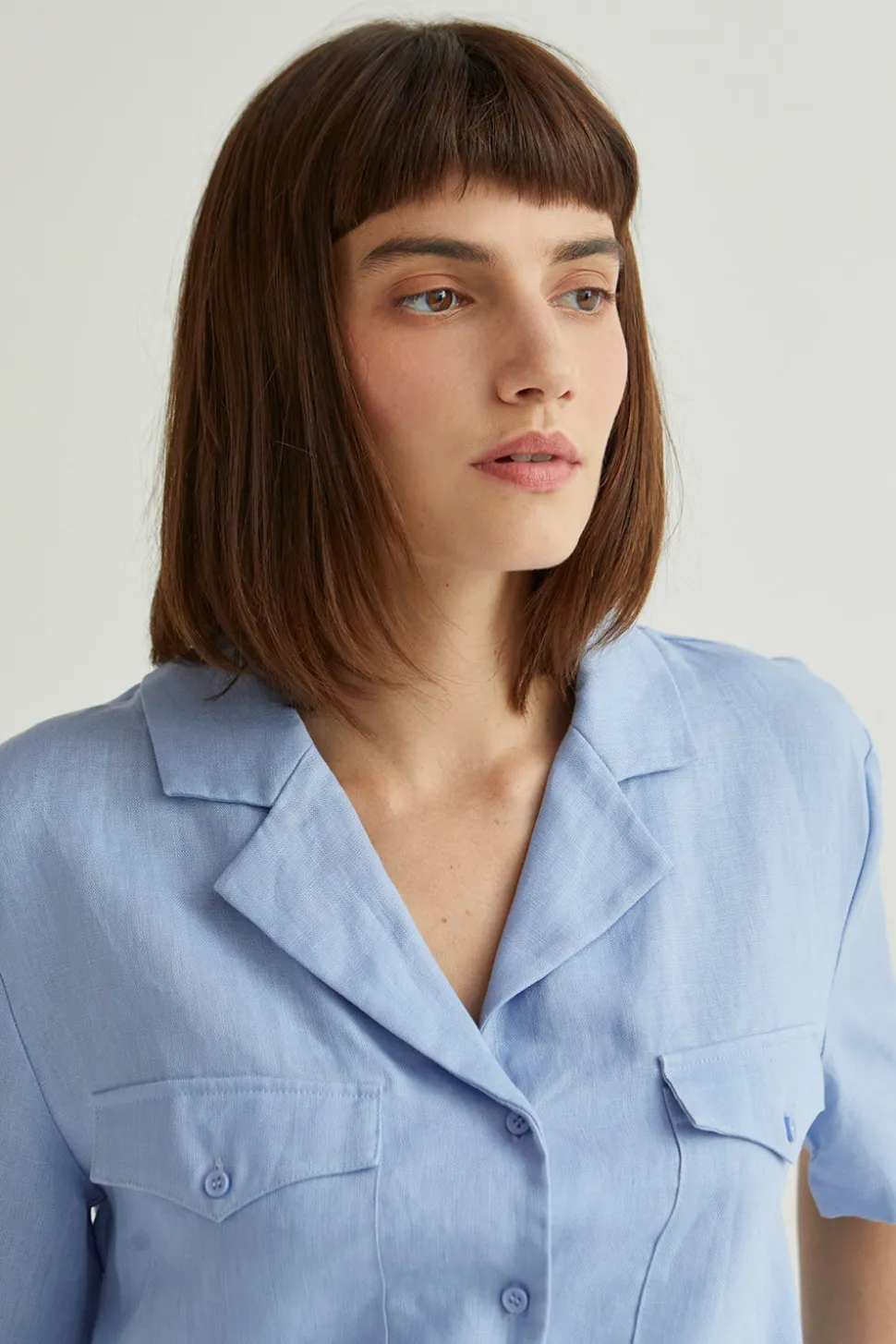 Clara Linen Button Up Top