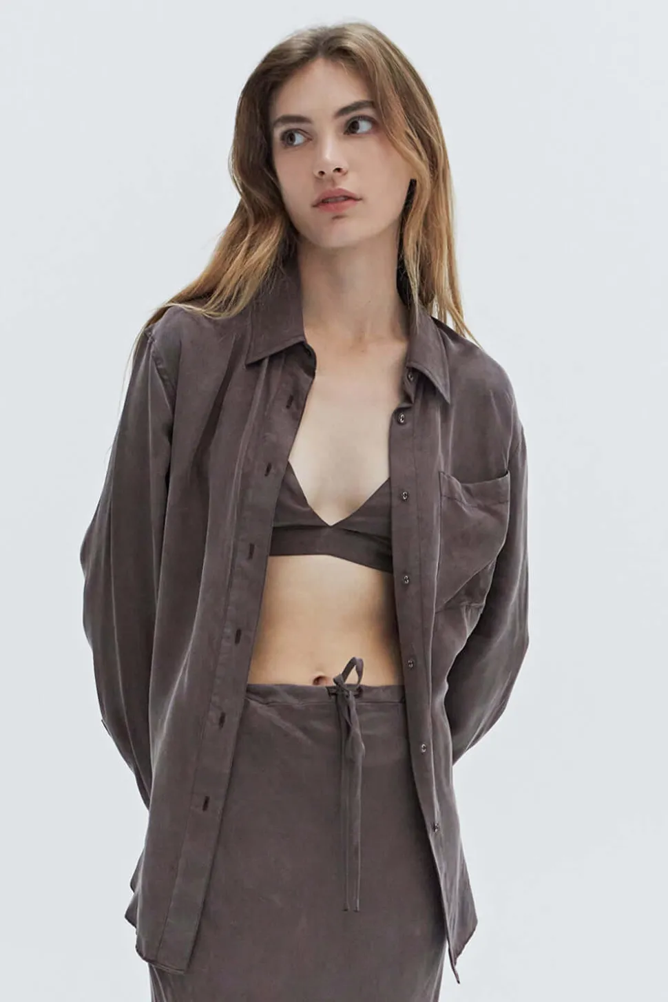 Colette Bralette & Button Up Cupro Set