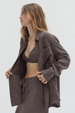 Colette Bralette & Button Up Cupro Set