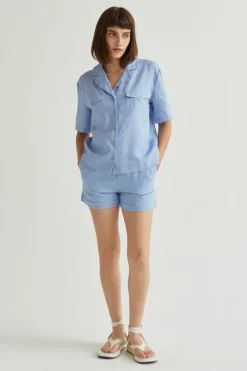 Cora Cuffed Linen Shorts