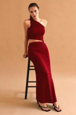 Cristi One Shoulder Knit Top & Skirt Set