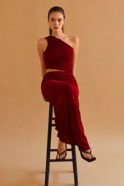 Cristi One Shoulder Knit Top & Skirt Set