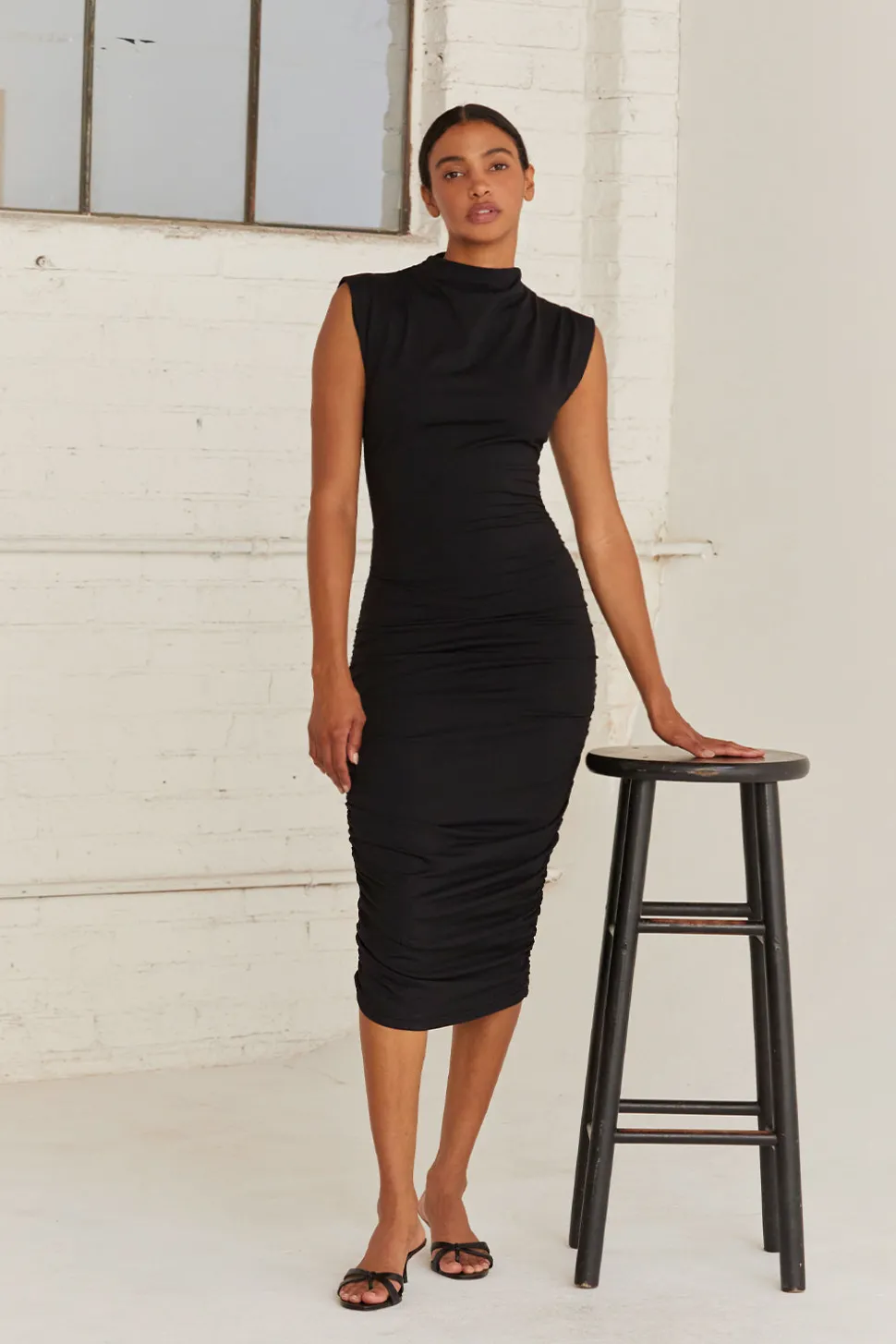 Elize Mock Neck Knit Midi Dress