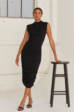 Elize Mock Neck Knit Midi Dress