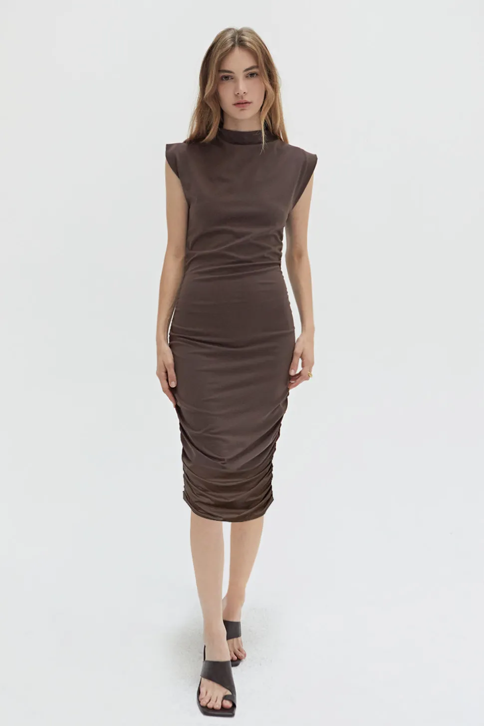 Elize Mock Neck Knit Midi Dress