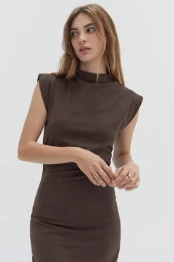 Elize Mock Neck Knit Midi Dress