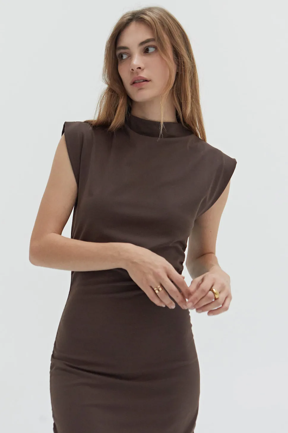 Elize Mock Neck Knit Midi Dress