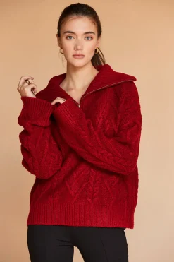 Finley Front Zip Chunky Cable Knit Sweater