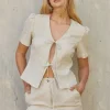 Gordina Tie Front Linen Top