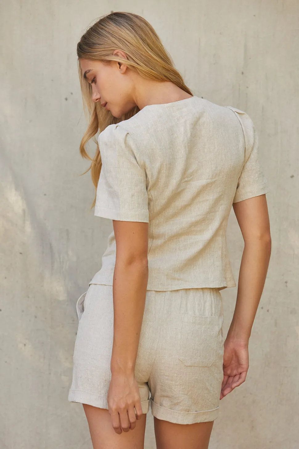 Gordina Tie Front Linen Top