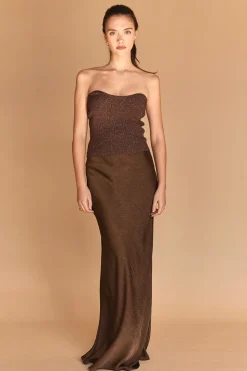 Iris Crushed Satin Maxi Skirt