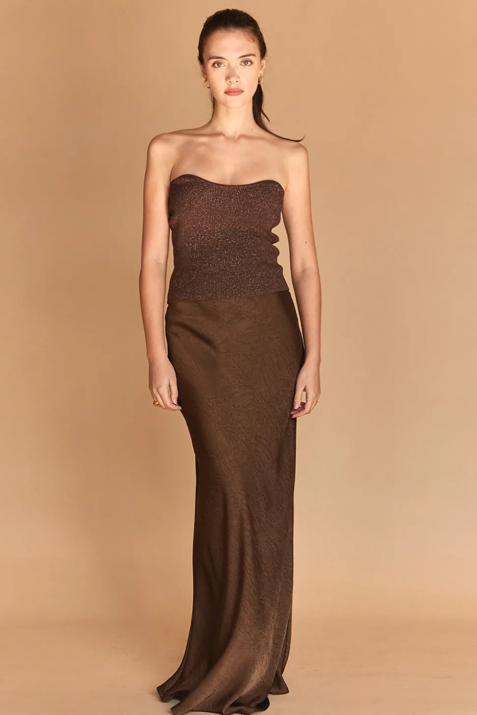 Iris Crushed Satin Maxi Skirt