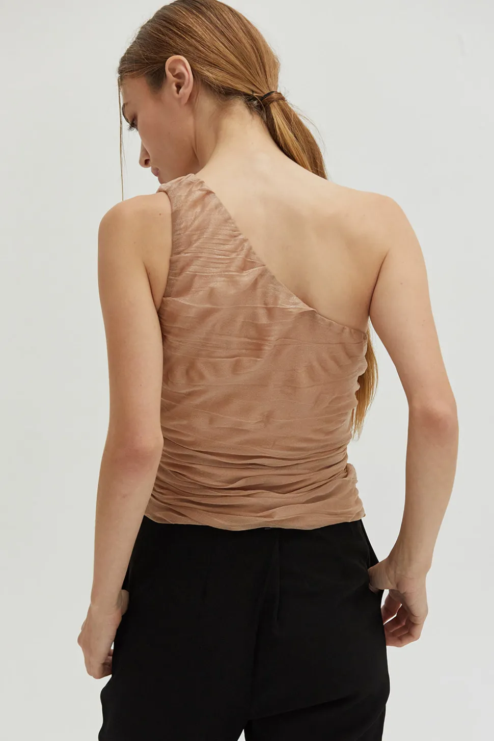 Ivy One Shoulder Mesh Top