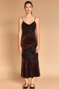 Janice Burnout Velvet Midi Dress