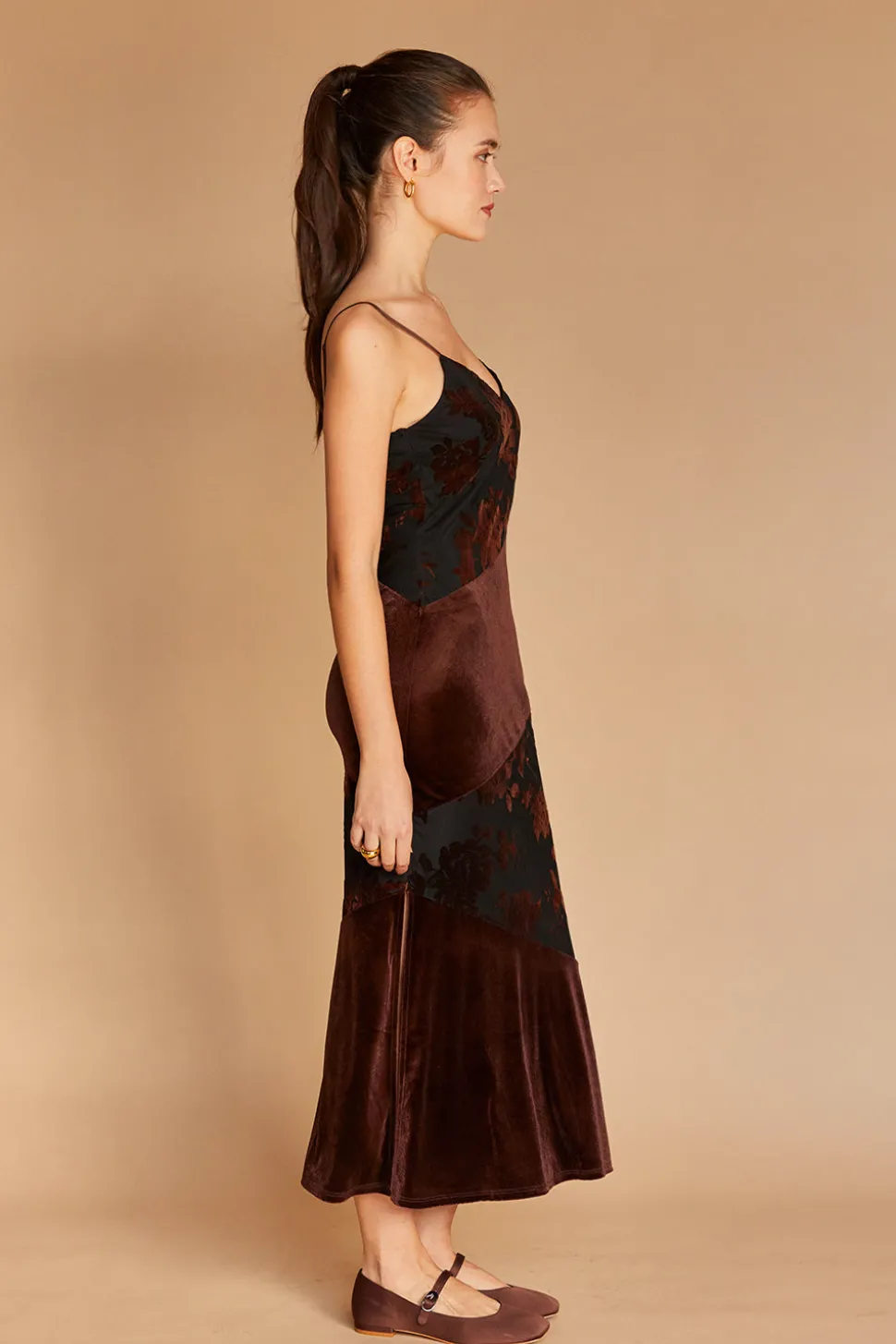 Janice Burnout Velvet Midi Dress