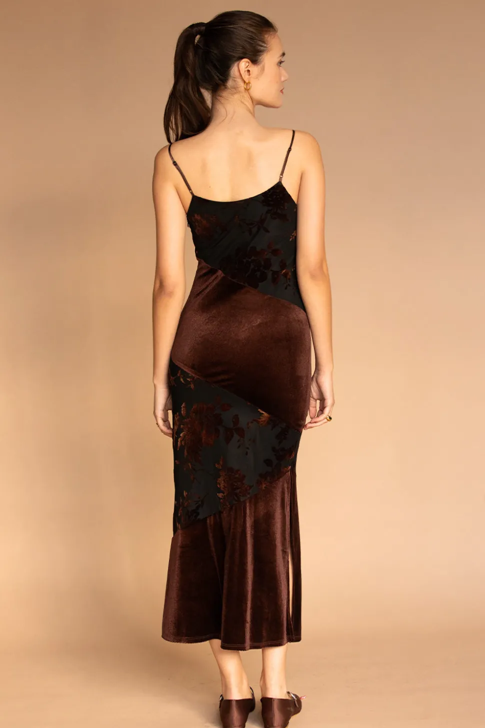 Janice Burnout Velvet Midi Dress