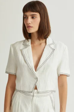 Jessie Contrast Stitch Blazer Top