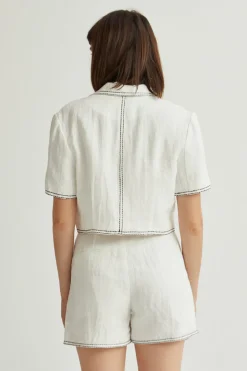 Jessie Contrast Stitch Blazer Top