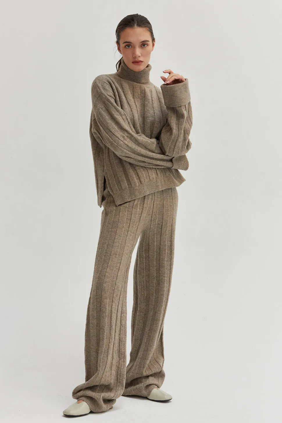 Kai Ribbed Knit Two Piece Sweater Set