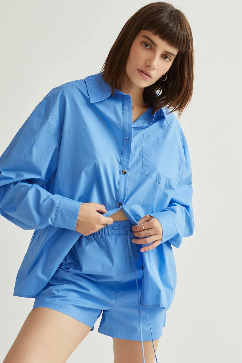 Kaia Cotton Oversized Shirt Set