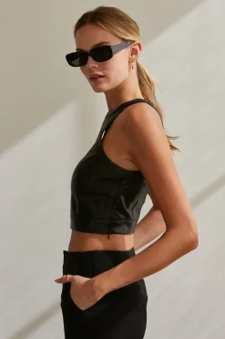 Laci Vegan Leather Crop Top