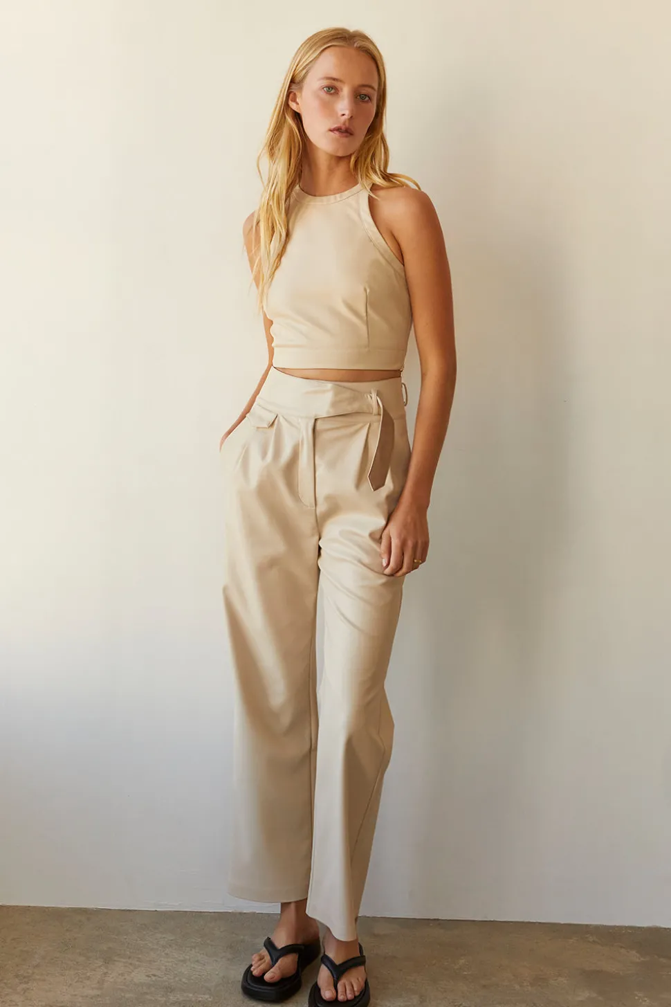 Laci Vegan Leather Crop Top