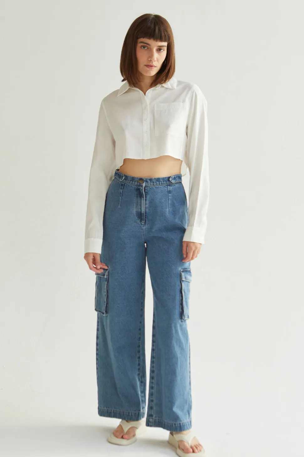 Laura Cropped Button Up Shirt