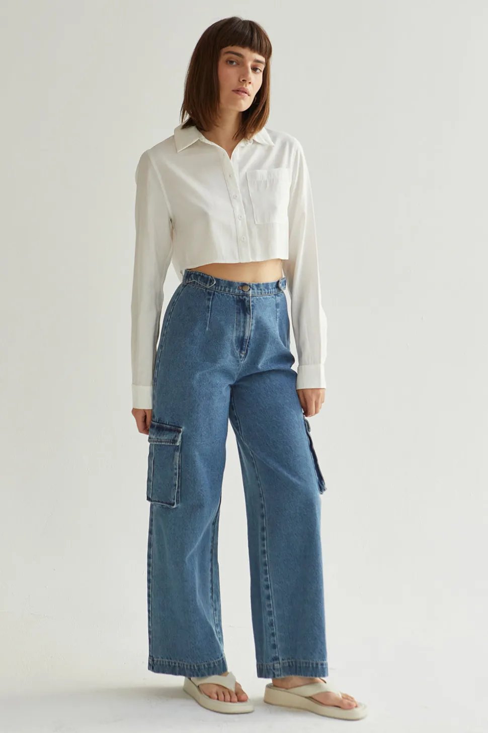 Laura Cropped Button Up Shirt