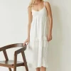 Leah Mixed-Media Midi Dress