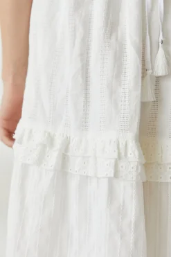 Leah Mixed-Media Midi Dress